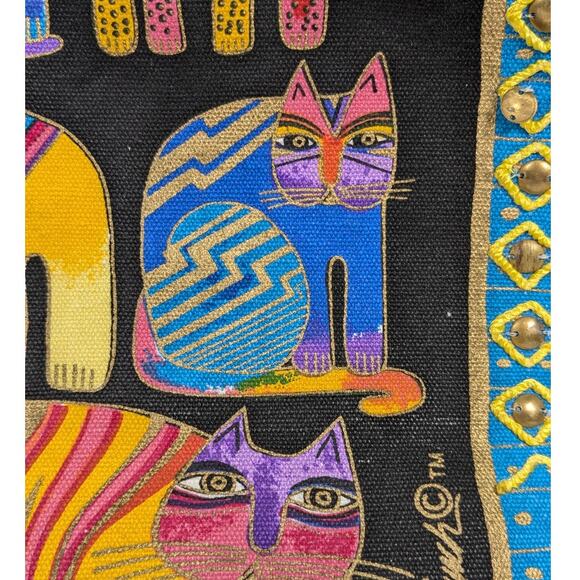 Laurel Burch Fantastic Feline Totem Canvas Medium Sized Tote Shoulder Bag - Picture 7 of 15